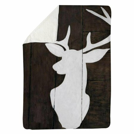 BEGIN HOME DECOR 60 x 80 in. Silhouette of A Deer on Wood-Sherpa Fleece Blanket 5545-6080-AN88